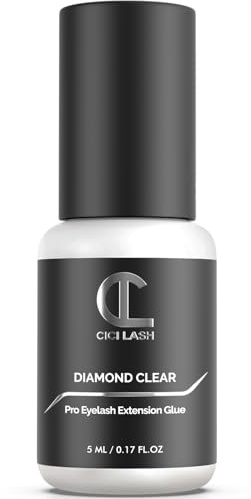 Diamond Clear Eyelash Extension Glue for Professionals - Maximum 7 Week Retention / 1-2 Second Drying Time Semi Permanent Individual/Volume Lash Glue with Transparent Color - Latex Free 5ML/0.17 FL.OZ