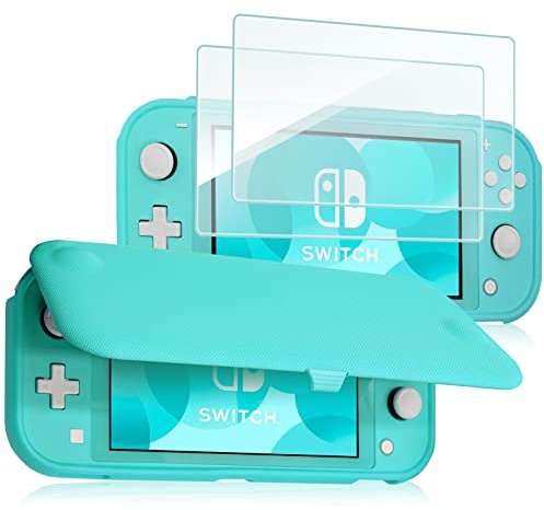 ProCase Coque à Rabat + 2 Film d'Écran pour Nintendo Switch Lite en 2019, Étui Antichoc de Protection Flip Cover, Battant Détachable, Verre Trempé Installer Facile, Minimaliste et Assez Sobre