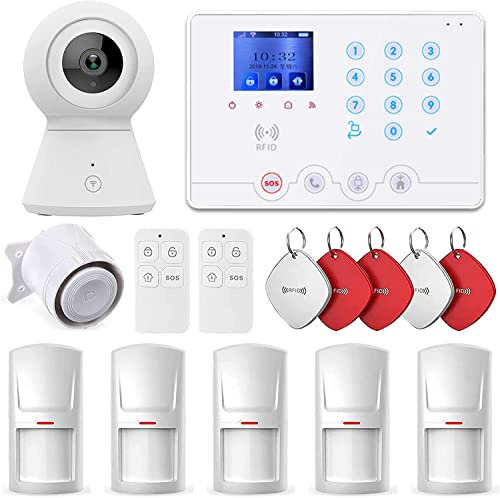 Wolf Guard Wi-Fi 4G Alarm System,with APP Alert and Calling Alarms, Wireless 15 Pieces kit Alarm Hub, Camera,Door Window Sensors, Remotes, Work with Alexa and Google Home