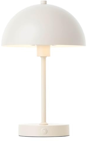 mokebo LED Tischlampe kabellos, Akku Tischleuchte dimmbar & aufladbar mit USB-C 'Der Leuchtturm', Vintage Flowerpot Lampe, Pilz Lampe & Nachttischlampe Beige Metall mit Batterie, warmweißes Licht
