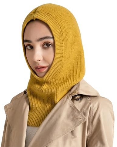 ZLYC Damen Winter Sturmhauben Stricken Winddicht Beanie Mütze Kapuzenschal
