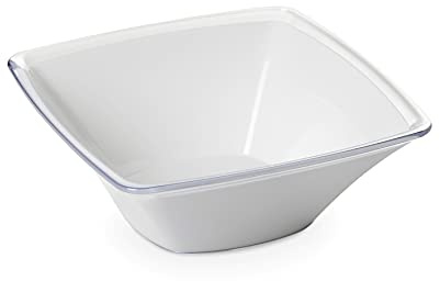 Omada Design Insalatiera da 2,3 L, Ciotola Cucina in Acrilico Infrangibile, Lavabile in Lavastoviglie, Made in Italy, Linea Square, Bianco | Insalatiera in Plastica 24,5x H9 cm, Impilabile e Lavabile in Lavastoviglie, Collezione Square