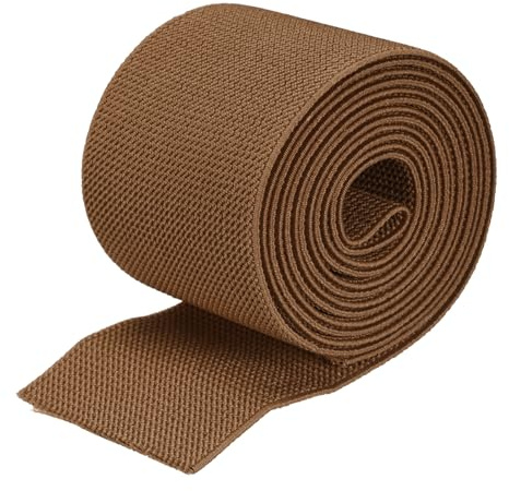 sourcing map Large bande élastique double face en sergé - 75 mm - Bande élastique tissée plate de 1,8 m - Bobine élastique épaisse - Marron - Pour la couture et la taille