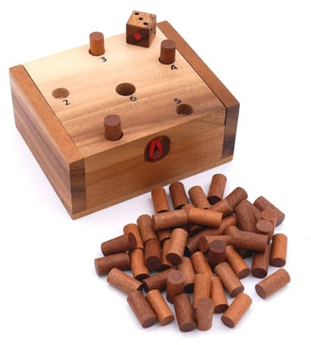 Endlich die 6 - EIN lustiges Würfelspiel aus Holz, einfache Regeln, für Kinder und Erwachsene, Modell:Premium