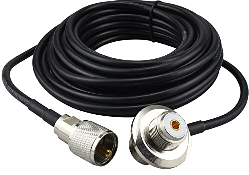 YILIANDUO 7M/22.96ft Cavo UHF RG58/U Adattatore coassiale PL259 a SO239 Cavo di prolunga femmina ad angolo retto Bassa perdita per radio SWR VHF Radio amatoriale CB Radio amatoriale