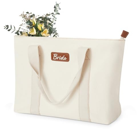 AW BRIDAL Bride Canvas Tote Bag, Bridal Shower Gifts for Future Mrs, Travel