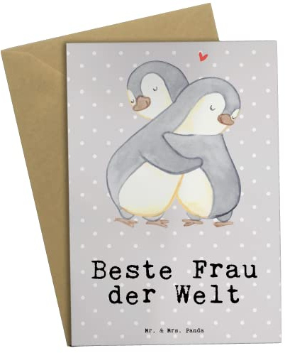Mr. & Mrs. Panda Grußkarte Pinguin Beste Frau der Welt - Geschenk, Kleinigkeit, glückwunschkarten, Ehe, Geschenkidee, einladungskarten, Ehepartner, hochzeitskarten, Freundin, weihnachtskarten