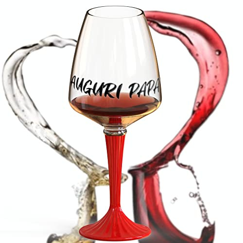 AMAZINJ Copa de vino tinto personalizada con diseño especial – Copa de vino grande 79 cl de cristal de alta calidad y vástago de cerámica hecho a mano fabricado en Italia (rojo)