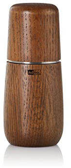 AdHoc Yono Gewürzmühle 12,7 cm – manuelle Mühle aus Eichenholz, geölt (dunkel) – Keramikmahlwerk stufenlos einstellbar – Premium Holzmühle für Salz und Pfeffer – Elegantes Design für Küche und Tisch