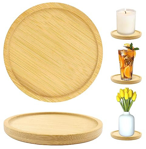 Kerzenteller für Taufkerzen Kerzenuntersetzer Rund 2 Stücke Kerzenteller Untersetzer Holz für Kerzen Kerzenständer für Hochzeit Haus Festliche Dekoration Ø 9 cm(Innendurchmesser bis D 8 cm)