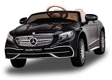 Kinderfahrzeug - Elektro Auto Mercedes S650 Maybach - lizenziert - 12V7AH Akku + 2,4Ghz+Ledersitz+Eva (Schwarz)