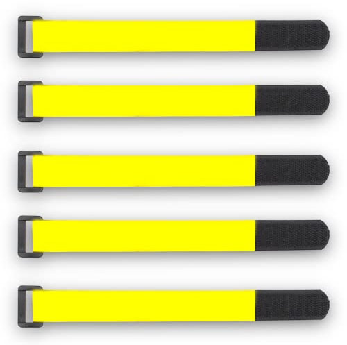 Lot de 5 bandes de fixation - En nylon - Jaune - Avec fermeture - Serre-câbles - Sangle - Pour pompe à vélo, lampe de poche, vélo, drone RC Lipo - 30 cm (jaune)