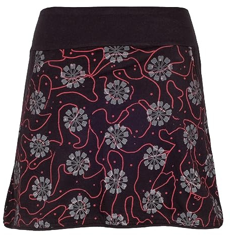 Vishes - Damen Baumwoll-Rock, 70er 80er Jahre Retro Blumen Muster Bedruckt Taschen
