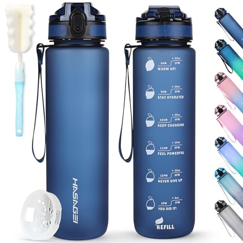 HASAGEI Sports Trinkflasche 1L Wasserflasche 1 Liter Trinkflasche BPA Frei Tritan Sportflasche mit Verschlussdeckel und auslaufsicher, für Fitnessstudio,Schule,Radfahren,Outdoor,Sport,Fitness und Büro