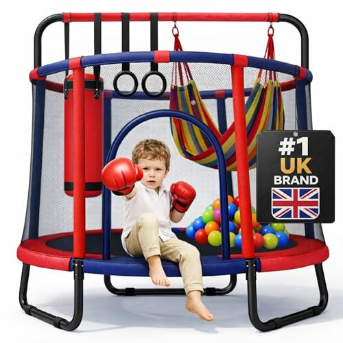 Happin® 55” Toddler Trampoline, Indoor & Outdoor, Ages 3-6, 5FT Kids, Ultra Safe Kids Trampoline with Safety Enclosure Net, Perfect for Toddler Boys & Girls