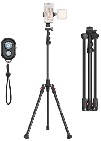SMALLRIG Treppiede per Telefono con Telecomando, Treppiede Portatile da 170 cm Piegabile all'Inverso, Supporto per Luce Universale per Fotografia, Vlogging, Selfie e Live Streaming - 4363