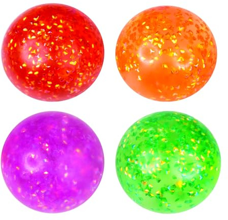 Raymond Geddes GeddesSphere Galactic Glitter Balls (12 Pack) – Colorful Sensory Squishy Toys with Sparkling Iridescent Glitter