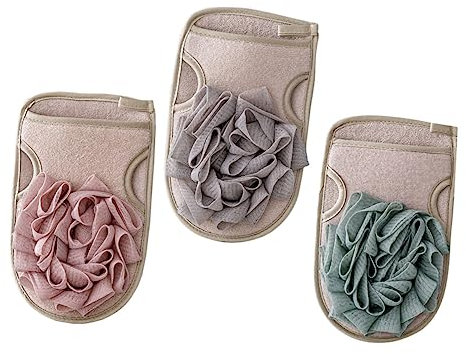 Ipetboom 3stücke Badehandschuh Doppelseitig Für Körperreinigung Dicke Duschhandschuhe Mit Rückenschrubber Badehandschuhe Aus Netzgewebe Für Blasengenuss