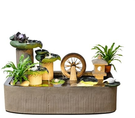 luckxuan Garten Brunnen Hof-Fischteich-Wasserdekoration, Garten-Zirkulationswasserbrunnen, Büro-Gartendekorationslandschaft Garten Brunnen Outdoor