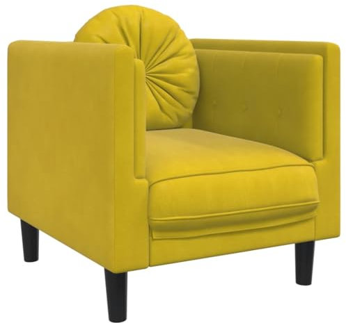 vidaXL Sessel, Polstersessel mit Kissen, Relaxsessel Sofa für Wohnzimmer, Loungesessel Fernsehsessel Polstersofa, Modern, Gelb Samt