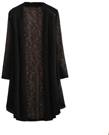 CuLtP Coprispalle Donna Elegante Cardigan Bolero da Donna Cardigan Trasparente A Maglia Lunga Summer Ice Seta Giacca Leggera Spolverino Cardigan Solido Aperto Davanti Kimono Vestaglia Cover Up Nero M