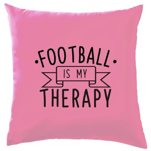 Dressdown Football Is My Therapy - Cushion/Pillow (with Insert) - 41 x 41cm (16) - Rose - One Size
