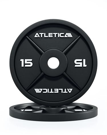 Atletica Iron Plates | Paar | Gusseisen Hantelscheiben | Ø 50 mm | Rostresistente Lackierung | Paarweise von 1,25 bis 25 kg| KG- und LBS-Angaben