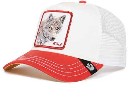 Goorin Bros Wolf Fan The Wolf Lobo Blanco Rojo Gorra de Camionero Ajustable