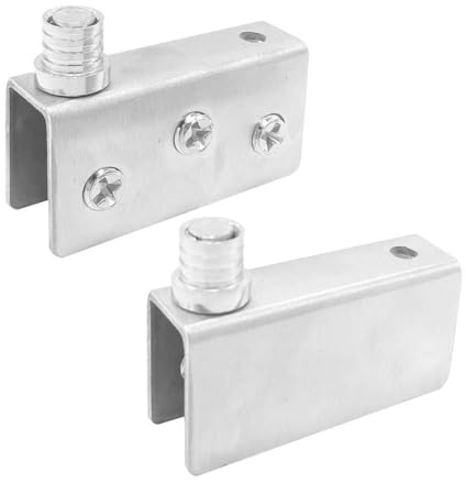 1 paire de charnières pour porte en verre, clips de charnière pivot pour placard, charnières de porte de douche en verre, pinces de porte pour verre de 8–10 mm d’épaisseur (M)