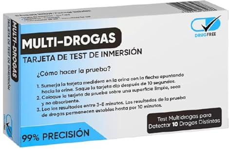 Kit de Prueba Rápido detecta 10 tipos de drogas, Multidrogas, Test de Detección en Orina para Adultos - Incluye Tarjeta de Inmersión e Instrucciones