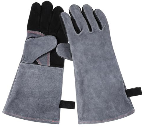 OKUMEYR 1 par de Guantes de Soldadura Resistentes al Calor de Longitud Extendida para Trabajos en Hornos Y Parrillas