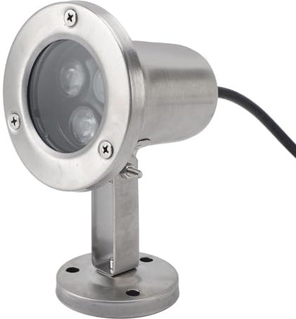 Fdit Teichlichter, 3 W LED-Edelstahl-Unterwasser-Teichlicht IP68 Wasserdichter Tauchstrahler mit Hoher Helligkeit (Warmweiß)