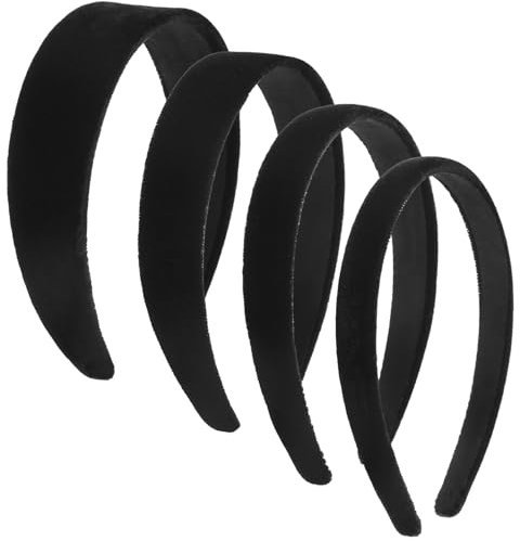 oruola 4 cerchietti per capelli in velluto nero, diverse larghezze 1,55/0,79/1,18/1,57 pollici, fasce per capelli in velluto nero per donne, morbide e semplici, per ragazze e adolescenti, tinta unita,