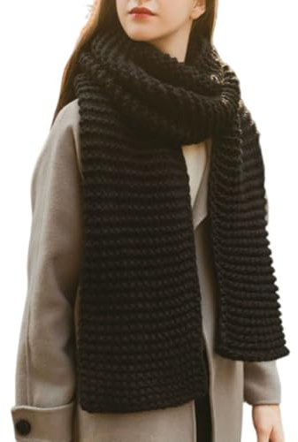 Kabelife Damen Strickschal Lang Schal Einfarbig Schlauchschal XXL Warme Grobstrick Schal Schultertuch Oversized Herbst Winterschal
