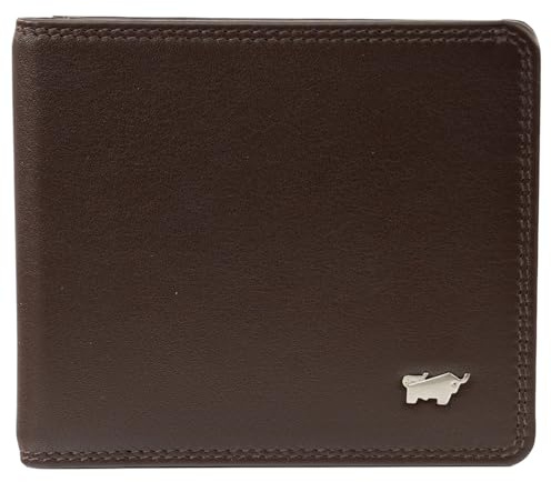 BRAUN BÜFFEL - Geldbörse Herren mit Geldklammer aus echtem Rindleder Golf 2.0 - Geldbeutel Portemonnaie für Männer mit 8 Kartenfächern & Dollarclip - Handliches Portmonee - Edles Braun
