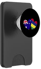 Australia Mauritius Heart Flag Australian Mauritian Roots PopSockets PopWallet for MagSafe