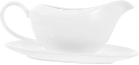 COLLBATH Ceramic Creamer Pitcher Sauce Cup Gravy Boat Pouring Jug for Condiment Bowls Pitcher Sauce Boat Tray for Kitchen Dining Table