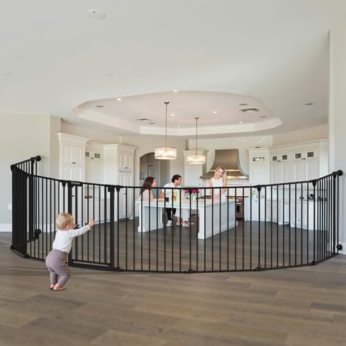 199 Extra Wide Baby Gate, Play Yard Child Safety Gate, Dog Gates with Auto-Close Door, Double Locking System for The House Doorways, Fireplace, Kitchen, 8-Panels, 30 Tall