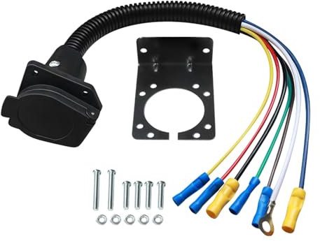 YHAILI 7-poliger Anhänger-Kabelbaum Wohnmobile Stecker Buchse Kabeladapter für PKW LKW und Camper mit einfacher Installation