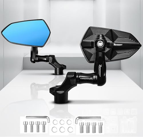 AULESSE Motorcycle Rearview Mirrors 1 Pair, CNC Motorcycle Handlebar Mirrors, Anti-Glare Adjustable Side Mirrors Compatible with Scooters Motorcycles Electric Vehicles with M8/M10 Screws
