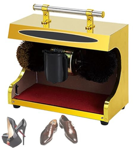 Electric Shoe Shine Machine, Automatic Shoe Shine Shoe Polishing Machine Horizontal Induction Shoe Cleaning Machine Use for Family Hotel Bank Commercial,Yellow