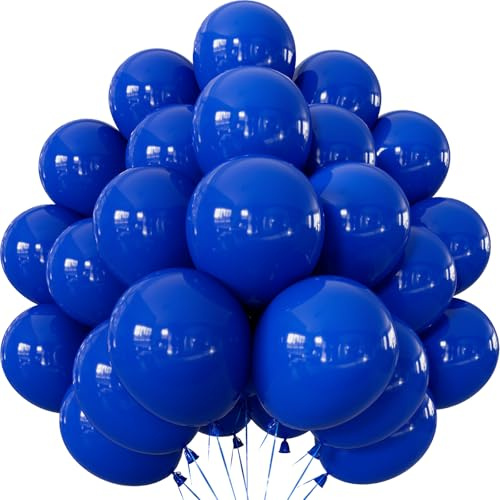 Adeyoo Royal Blue Balloons - 50 Pcs Blue Balloons 12 Inch Round Latex Balloon with Ribbons, Party Balloon for Birthday Baby Shower Wedding Anniversary Party Decorations, Photo Backdrop Supplies