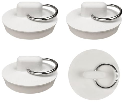 4 Pack Rubber Sink Plug, White Drain Stoppers, Rubber Seal Plugs Covers Caps with Hanging Ring for Hand Basins, Bathtubs, Kitchen Sinks, 1-3/8(34.5mm-40mm)