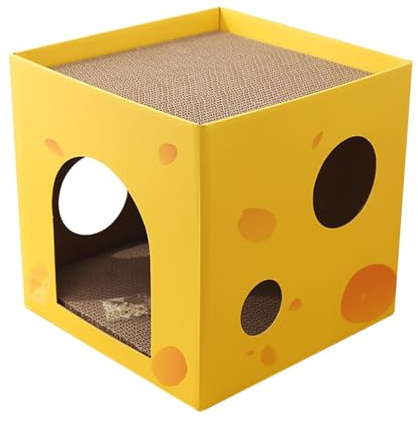 Caja rascadora Gato Ondulada - de Papel Artesanal, Gato Plegable | Espacioso Refugio para arañazos Interiores Cuadrados con diseño Protector, casa de Juguete para Gatos en Reposo