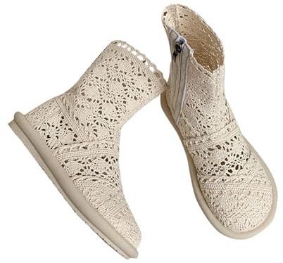 Stivaletti da donna in rete, stivaletti corti, piatti, senza lacci, traspiranti, stivaletti estivi, stivali da bagno, scarpe estive, scarpe per il tempo libero, scarpe da spiaggia, bianco, 38 EU