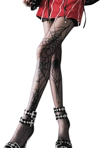 UYRVAPE Strumpfhose Spinnenweben, Spinnen Nylon-Strümpfe, Schwarz, Kostüm für Karneval, Mottoparty, Halloween