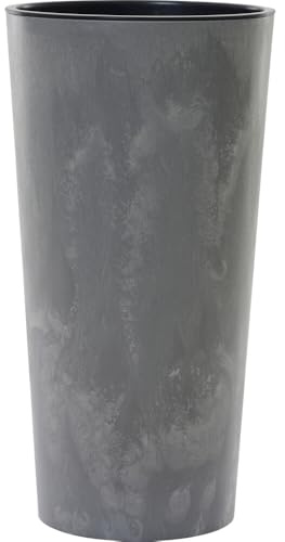 LOCON Stone Pot de Fleurs, en Plastique, Aspect béton, 30 x 57 cm, avec Insert, Gris