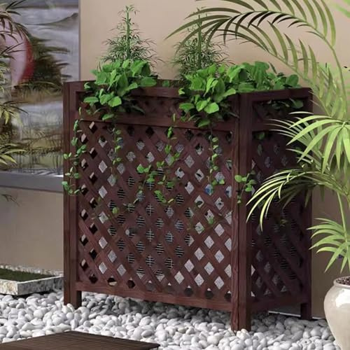 Abdeckung Klimaanlage Außengerät, 4 Paneele, Sichtschutzzaunpaneele für den Außenbereich, mit Dachaufbewahrung Verfügbar, für Klimaanlage Im Garten, Auf der Terrasse und Auf dem Rasen