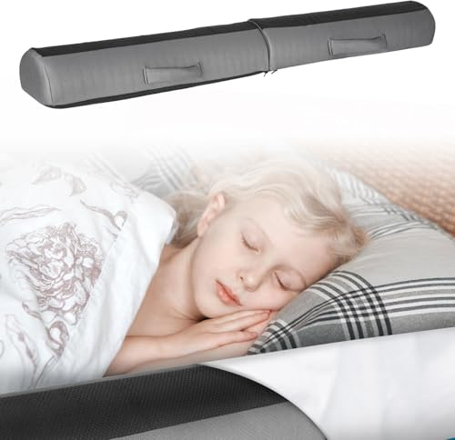 Peviasot Barrière de lit pliable - Protection contre les chutes - Avec coussinets antidérapants et housse amovible - Gris