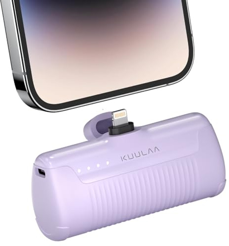 Kuulaa Mini Batterie Externe pour iPhone 4500mAh, Petite Batterie Externe 12W PD Charge Rapide Compatible avec iPhone 14/14 Pro Max/13 Pro/13/12/11/XS/XR/8/7/6 - Violet